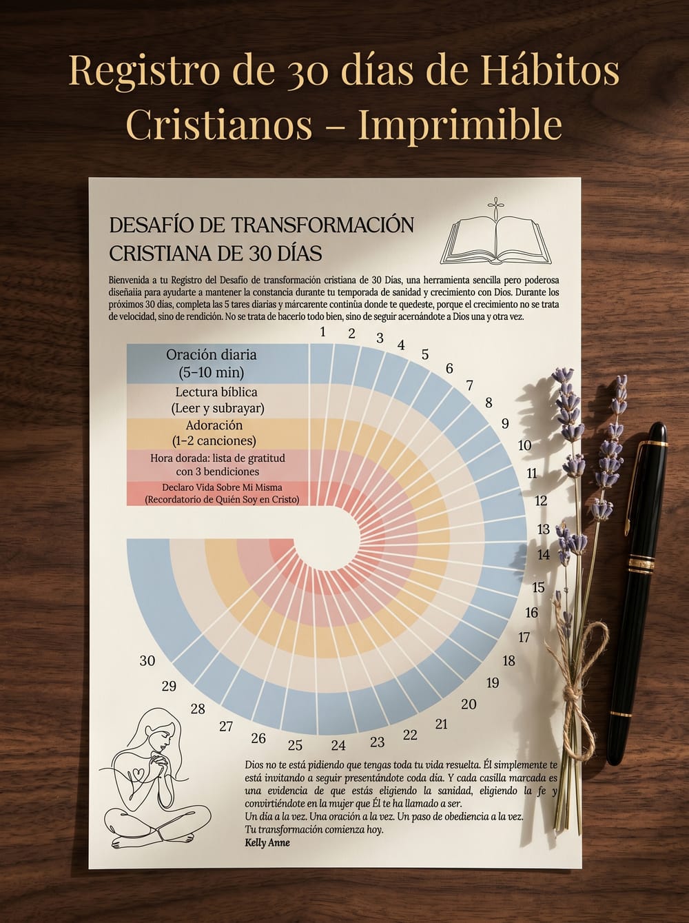 Registro imprimible de 30 días de hábitos cristianos