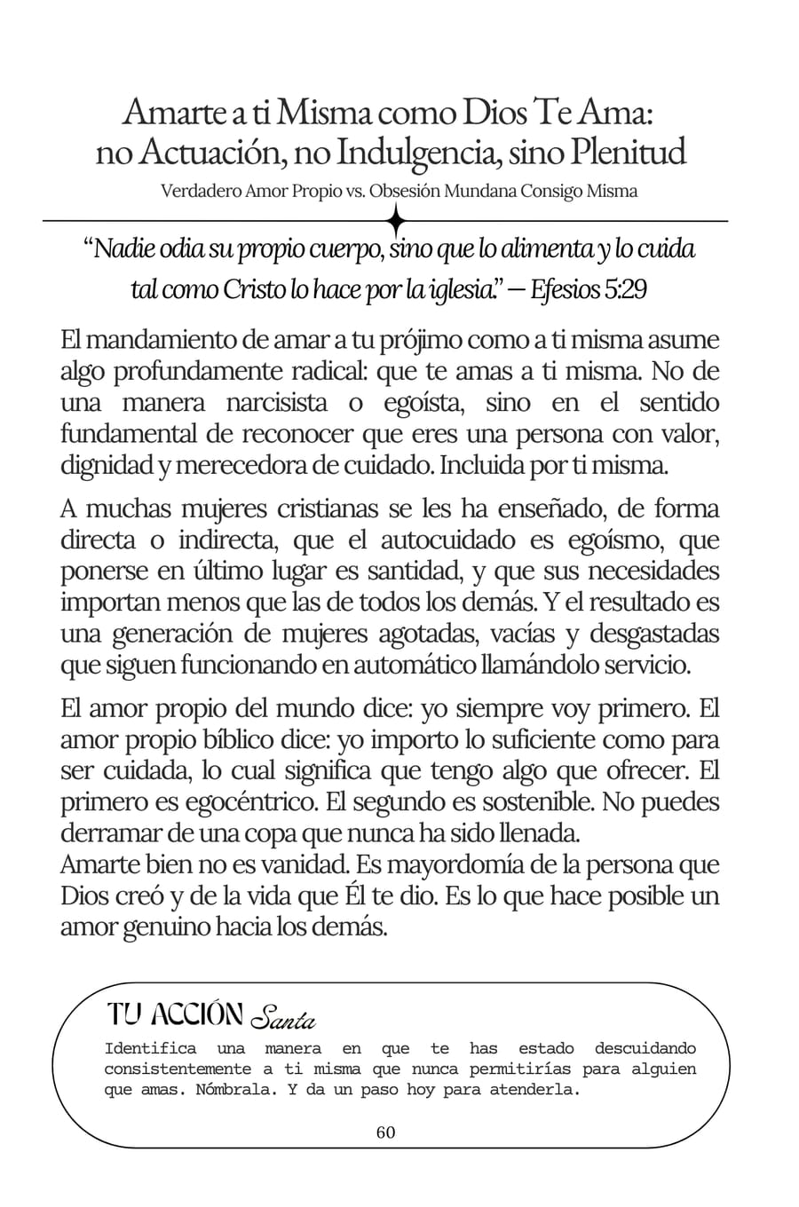 Página devocional sobre el verdadero amor propio