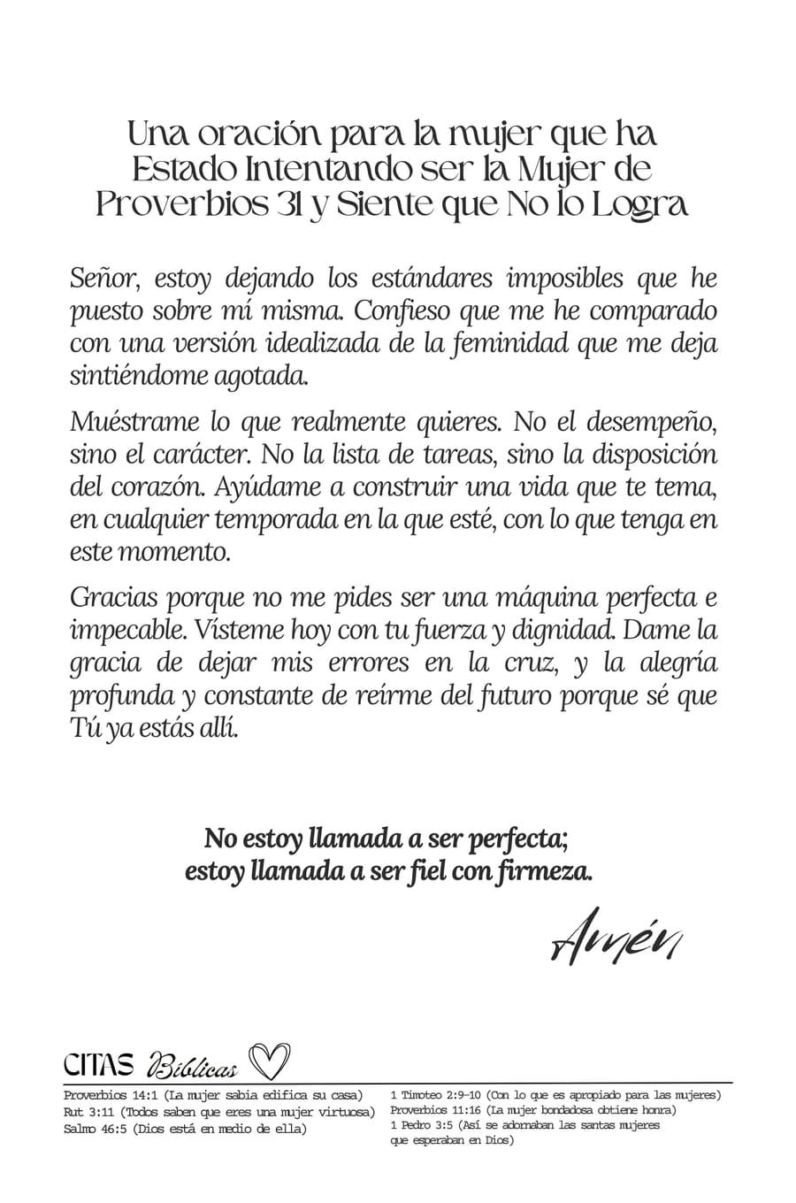 Página de oración escrita